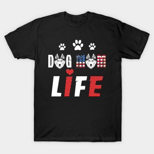 Siberian Husky Mom Life Patriotic America 4Th Of July T-Shirt